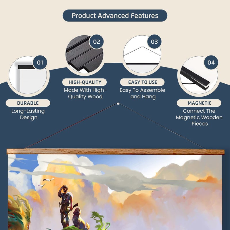Landmass إطار ملصق مغناطيسي بعرض 40 بوصة من لاندماس، حامل ملصق - 40x20 40x27 40x30 40x60 - إطار من خشب الساج للملصقات، والطباعة، والصور، والخرائط، والمخطوطات، والفنون - Image 3